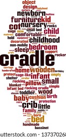 Cradle word cloud concept. Collage made of words about cradle. Vector illustration