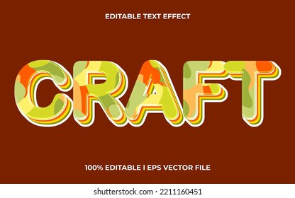 Craft 3d Text Effect With Creative Theme. Colorful Text Lettering Typography Font Style