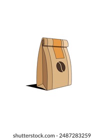 Bolso artesanal con café. Ilustración de color de Vector.