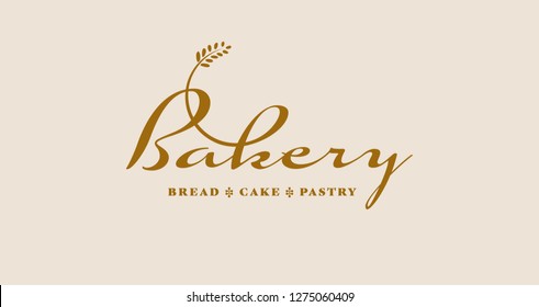 Craft Bakery Logo. Bread, Cake, Pastry Shop or Cafe Vector Premium Logo.