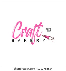 Craft Bakery Logo Ideas Design Vector, with Script Font Lettering Icon for Cake and Cookie Bake Decoration Shop Template or Sticker Ideas