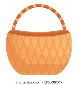 Korbbild für Handwerk. Cartoon und flache Flohkorb, Vektorsymbol für Webdesign einzeln auf weißem Hintergrund