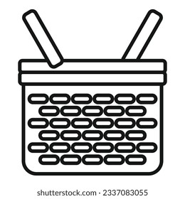 Vector de contorno de icono de canasta. Mercado de manejo. Textura de trama