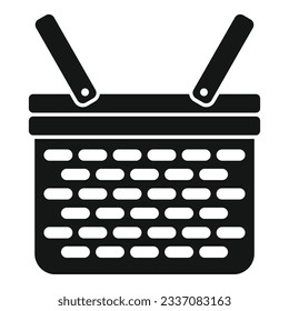 Craft basket icon simple vector. Handle market. Weave texture