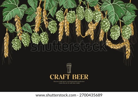 Craft beer background with hop and malt