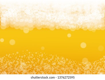 Craft beer background. Lager splash. Oktoberfest foam. restaurant menu concept. Bubbly pint of ale with realistic white bubbles. Cool liquid drink for Orange glass with craft beer background.