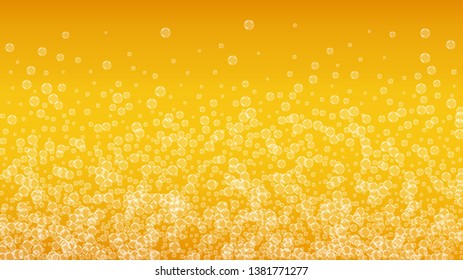 Craft beer background. Lager splash. Oktoberfest foam. bar menu design. Cold pint of ale with realistic white bubbles. Cool liquid drink for Orange jug with craft beer background.