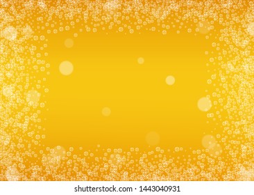 Craft beer background. Lager splash. Oktoberfest foam. restaurant menu design. Shiny pint of ale with realistic white bubbles. Cool liquid drink for Yellow jug with craft beer background.