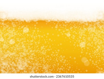 Craft beer background. Lager splash. Oktoberfest foam. restaurant menu concept. Pour pint of ale with realistic white bubbles. Cool liquid drink for Orange jug with craft beer background.