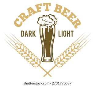 Insignia de cerveza artesanal. Logotipo de bebida alcohólica de luz oscura