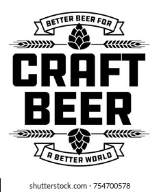 Craft Beer Badge or Label.
Craft beer vector design features wheat or barley wreath and the slogan, Better Beer for a Better World.