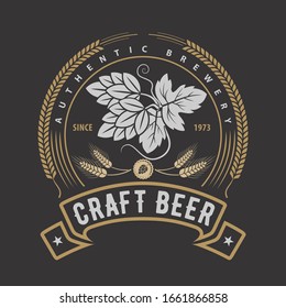 Craft Beer Badge, Logo or Label design template. Vector illustration