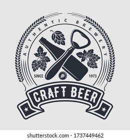Craft Beer Badge, Logo Or Label Design Template. Vector Illustration