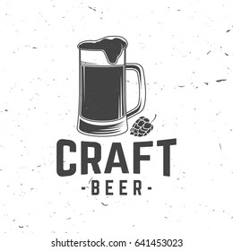 Craft Beer badge. Vector illustration. Vintage design for bar, pub and restaurant business. Coaster for beer.