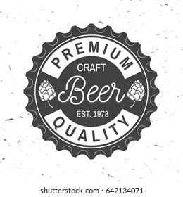 Craft Beer badge. Vector illustration. Vintage design for bar, pub and restaurant business. Coaster for beer.