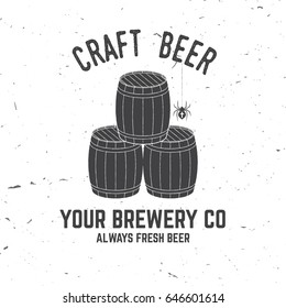Craft Beer badge. Vector illustration. Vintage design for bar, pub and restaurant business. Coaster for beer.