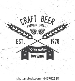Craft Beer badge. Vector illustration. Vintage design for bar, pub and restaurant business. Coaster for beer.