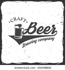Craft Beer badge. Vector illustration. Vintage design for bar, pub and restaurant business. Coaster for beer.