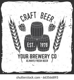 Craft Beer badge. Vector illustration. Vintage design for bar, pub and restaurant business. Coaster for beer.
