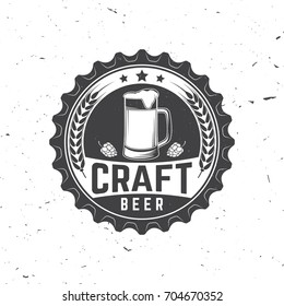 Craft Beer badge. Vector illustration. Vintage design for bar, pub and restaurant business. Coaster for beeror beer bottle cap. Typography design for Oktoberfest Festival.