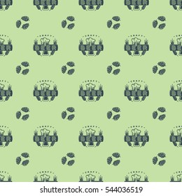 Craft beer bages vector seamless pattern.