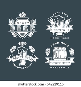 Craft beer bages vector set.