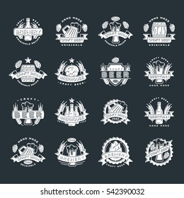 Craft beer bages vector set.