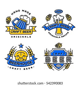 Craft beer bages vector set.