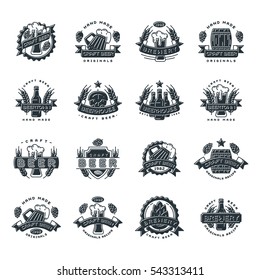 Craft beer bages vector set.