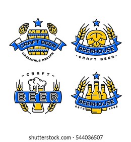 Craft beer bages vector set.