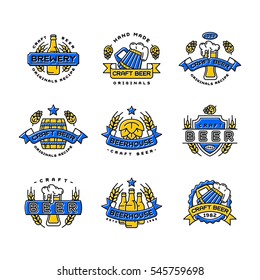Craft beer bages vector set.