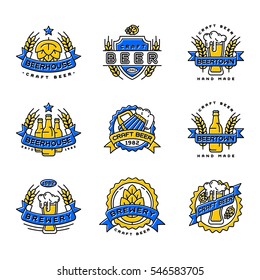 Craft beer bages vector set.