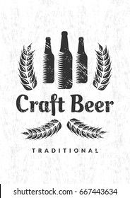 Craft Beer Banner Concept. Creative Design Element On Grunge Background. Vector banner