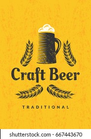 Craft Beer Banner Concept. Creative Design Element On Grunge Vector Background