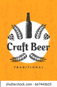 Craft Beer Banner Vector Concept. Creative Design Element On Grunge Background