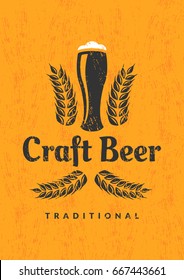 Craft Beer Banner Vector Concept. Creative Design Element On Grunge Vector Background