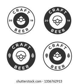 craft beer black and white coasters collection vector isolated illustration