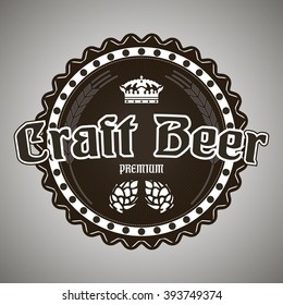 Craft beer black and white sticker or logo royal crown premium style icon