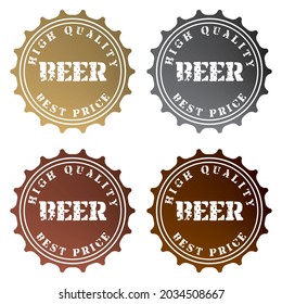 Craft Beer Bottle Cap. Beer Label With Inscriptions On Bottle Cap Vector illustration. Element For Poster In Pubs And Bars
