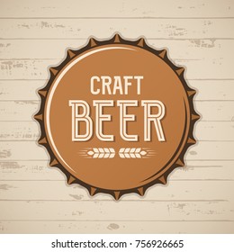 Craft Beer Bottle Cap. Vector Brewery Logo, Emblem, Badge.