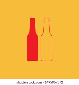 Craft beer bottle glass vector red orange