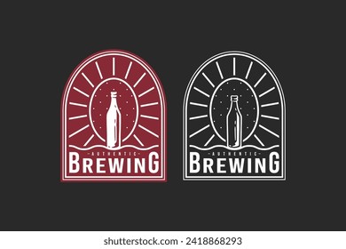 craft beer with beer bottle logo graphic for brewing company label, sign, symbol or brand identity