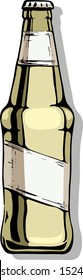 Craft beer bottle. Vector illustration in ink hand drawn style. isolated on white.