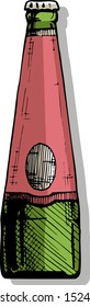 Craft beer bottle. Vector illustration in ink hand drawn style. isolated on white.