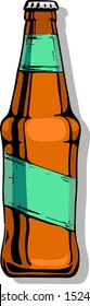 Craft beer bottle. Vector illustration in ink hand drawn style. isolated on white.