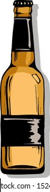 Craft beer bottle. Vector illustration in ink hand drawn style. isolated on white.