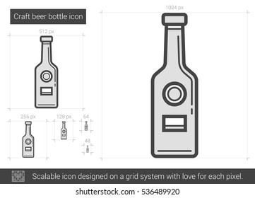 Craft beer bottle vector line icon isolated on white background. Craft beer bottle line icon for infographic, website or app. Scalable icon designed on a grid system.