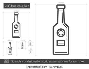 Craft beer bottle vector line icon isolated on white background. Craft beer bottle line icon for infographic, website or app. Scalable icon designed on a grid system.