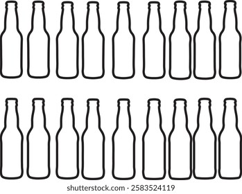 Craft beer bottles silhouettes. Set of various craft beer bottles. Different shapes and sizes.
