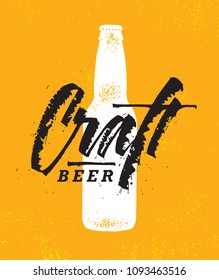 Craft Beer Brewery Artisan Creative Vector Sign Concept. Rough Handmade Alcohol  Banner. Menu Page Design Element